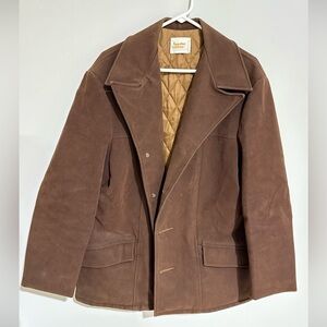 Vintage 70s Fingerhut Fashions Faux Suede Sherpa Lined Coat Mens LARGE BROWN